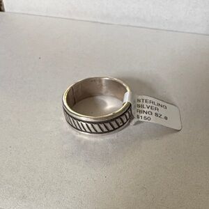 Navajo made Bruce Morgan Sterling Silver 8.5 Ring with Stamping NWT